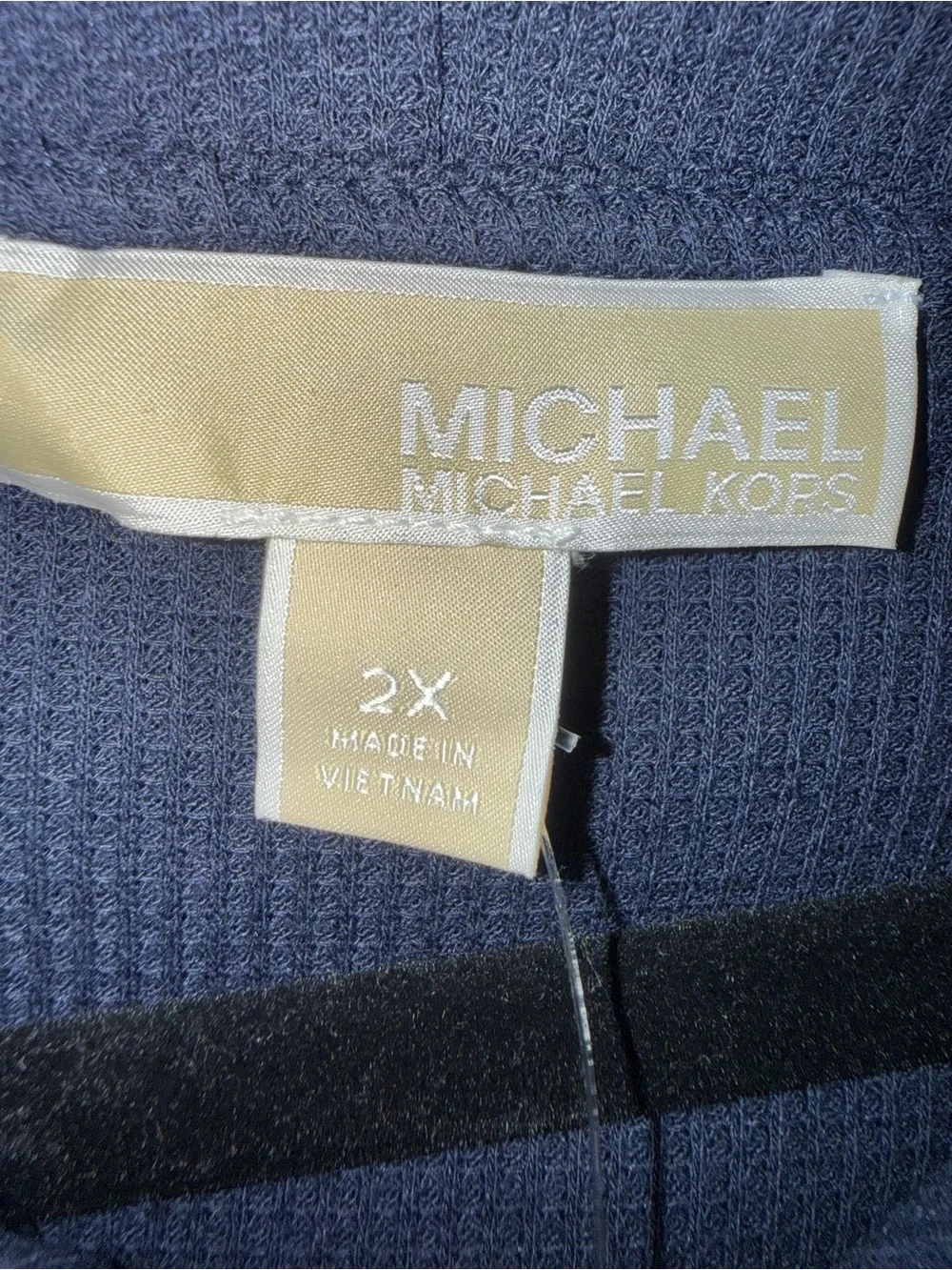Michael Kors Logo Tape Hooded Tunic Top Midnight Blue 2X NWT